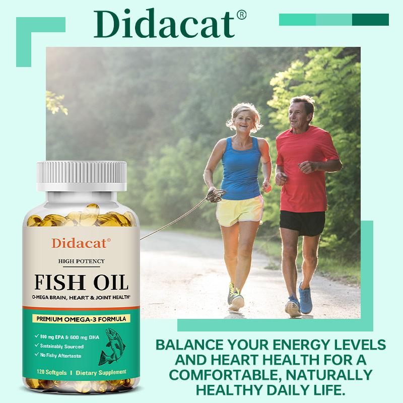 Fischöl 2000 mg Nahrungsergänzungsmittel, Premium Omega-3-Formel, 120 Weichkapseln pro Flasche