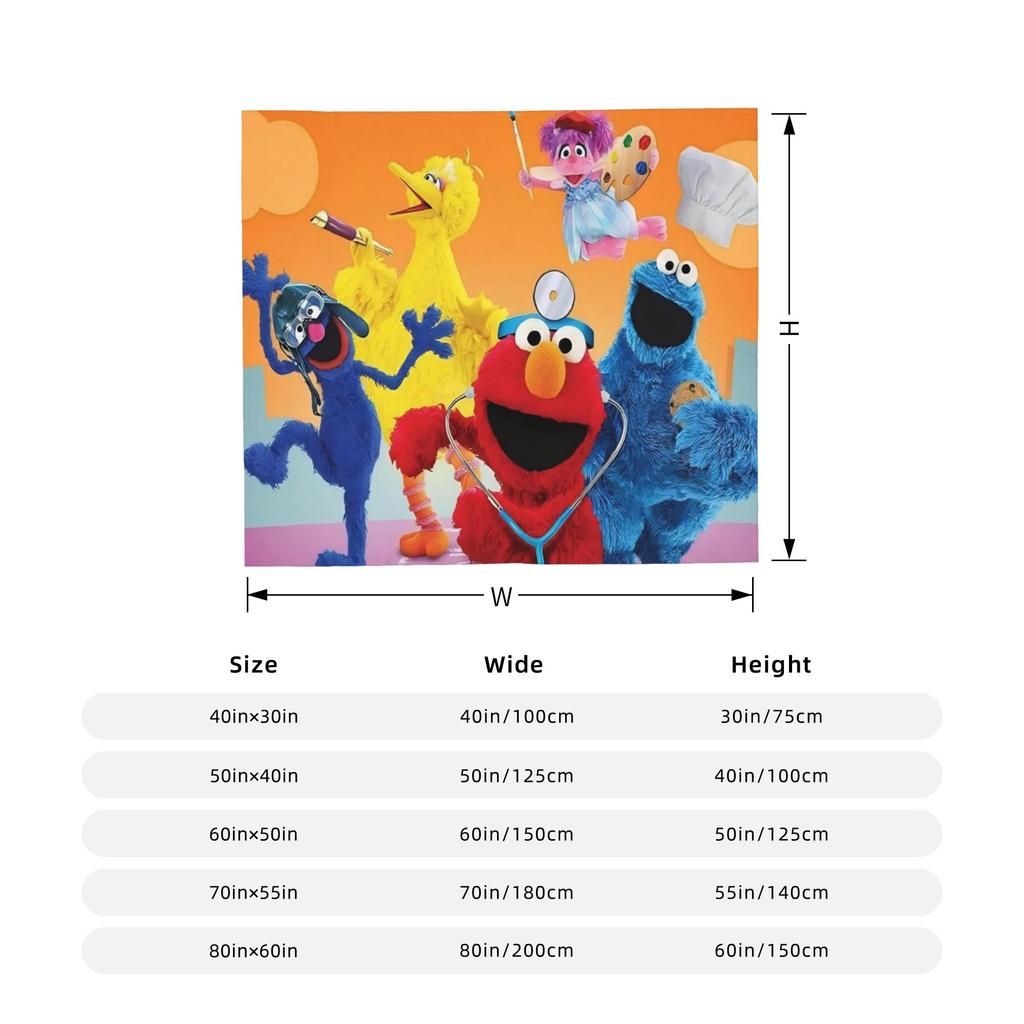Sesame Street Cartoon Blanket Cover Tv Show Plush Throw Blanket Airplane Travel Decoration Soft Warm Bedspread
