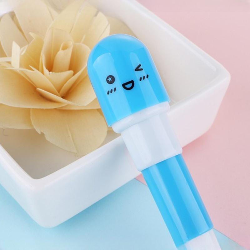 1Pc Smiling Face Pill Ball Point Pen Pencils Telescopic Capsule Ballpen Mini Ballpoint Pen Ballpoint Pen Carbon Black 0.5mm Quick Drying Pen