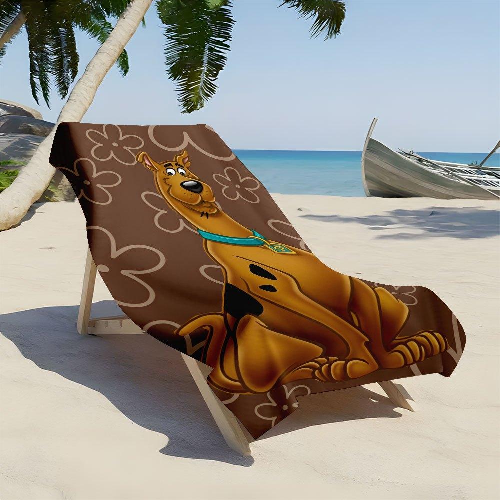 1pc Quick-Dry Brown Spotted Dog Beach Towel - Polyester 2D Flat Unisex Soft Lightweight Gift for Swimming Camping Surfing Beach