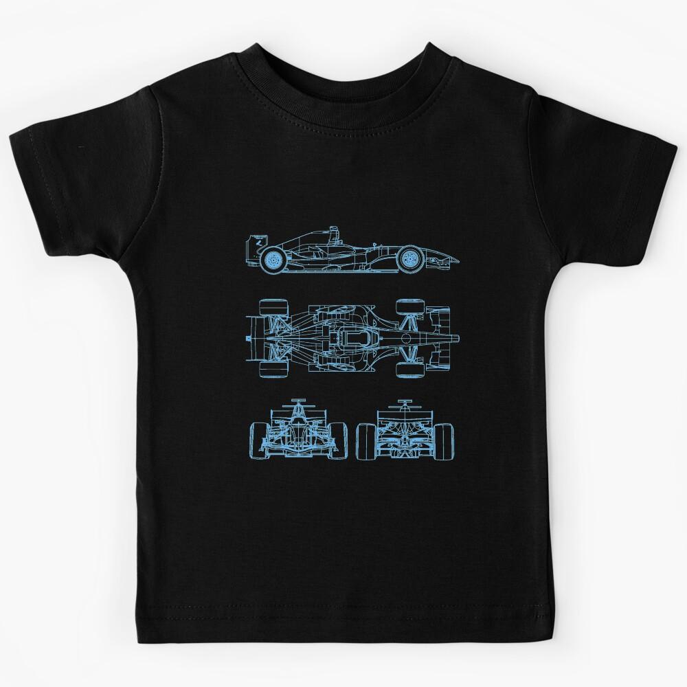 Racing car blueprint project light blue Kids T-Shirt 170