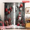 Set Of 2 Flat Printing Christmas Curtains New Year Snowman Fabric Without Electricity Festive Curtain Polyester Machine Washable