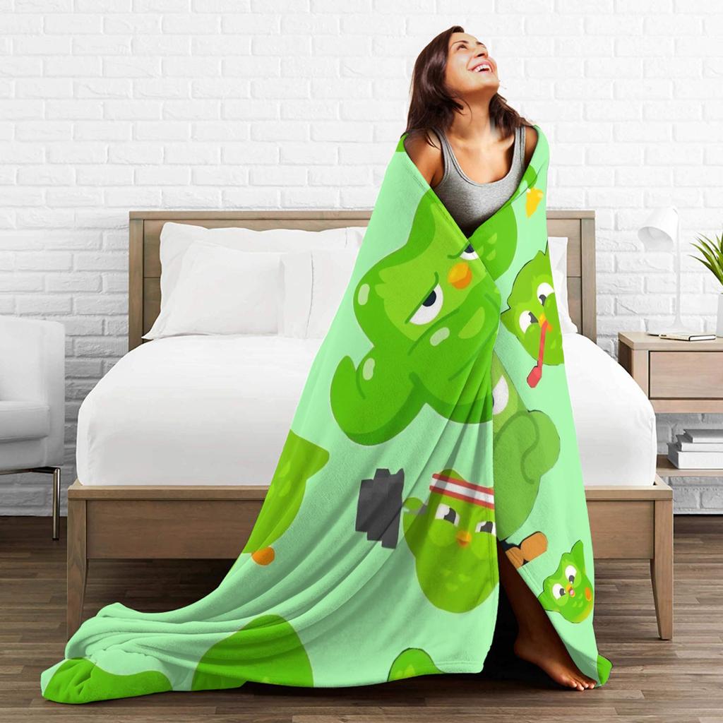 Duolingos Owl Duo Flannel Blanket  Soft Warm Bedding Throws for Couch Bed Camping Comfortable Bedspread Sofa Bed Cover
