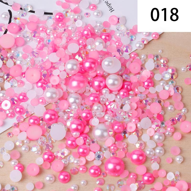 Yantuo 1000g Mixed Packaging Flat Back Pearls Resin Rhinestone Jelly Rhinestones Bulk Abs Loose Pearl for DIY Decoration