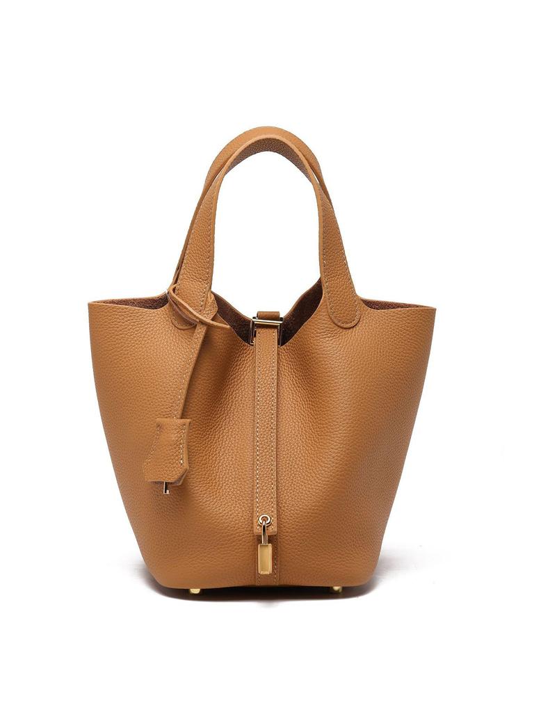 Women's High-Quality Genuine Leather Bucket Bag - Exquisite Cowhide Handbag