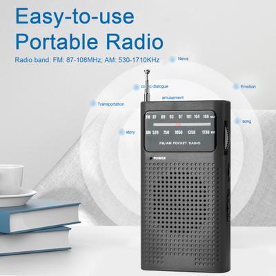 Handheld Radio with 3.5mm Headphone Jack Clear Stereo Sound Easy To Use Battery Powered Portable AM/FM Radio