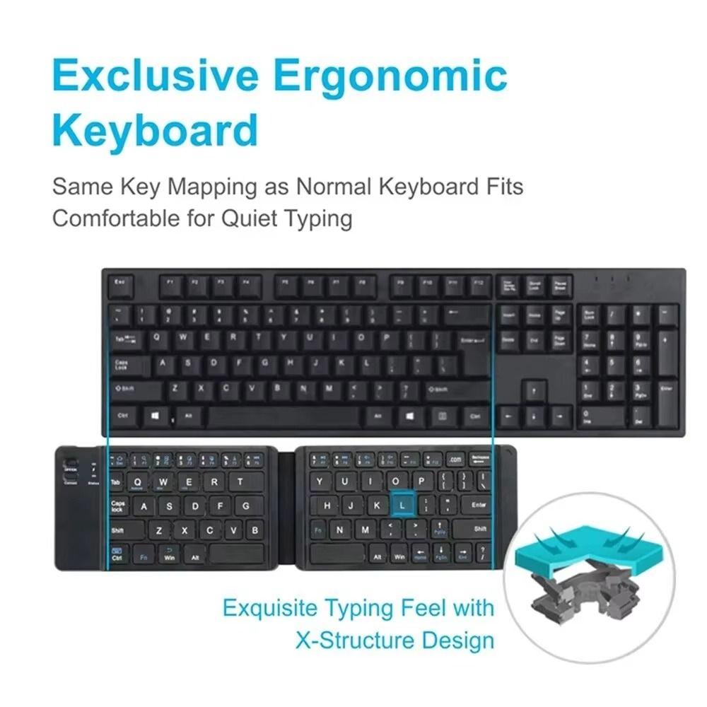Mini Bluetooth Keyboard Rechargeable Foldable Keyboard Wireless Folding Keyboard  Office
