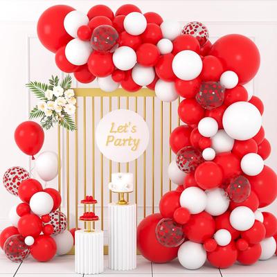 Red White Birthday Party Balloon Arch Red Confetti Balloons Garland Kit Baby Shower Wedding Anniversary Graduation Decoration