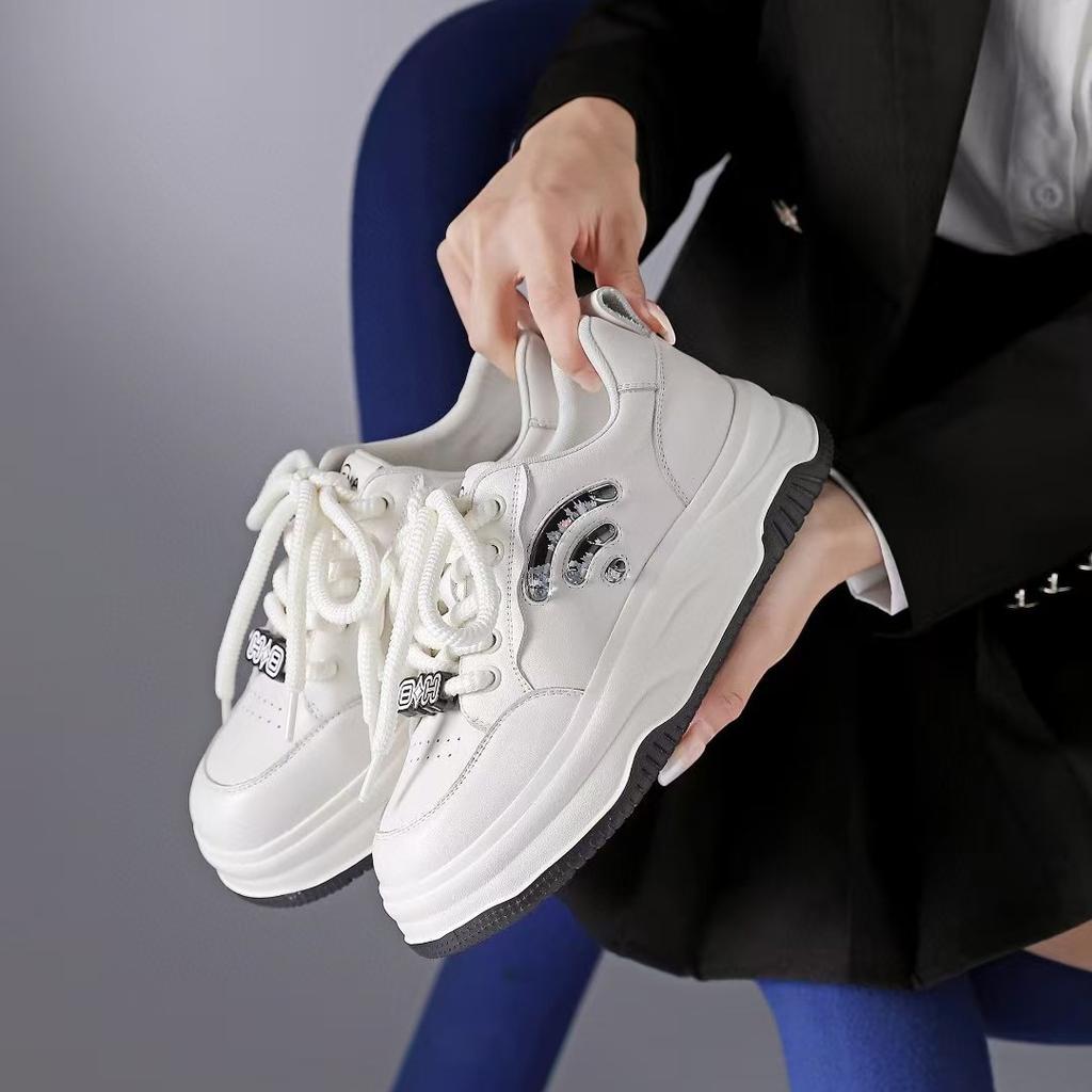 The first layer of cowhide little white shoes women's height-increasing single shoes new low-top casual shoes versatile thick-soled muffin board shoes