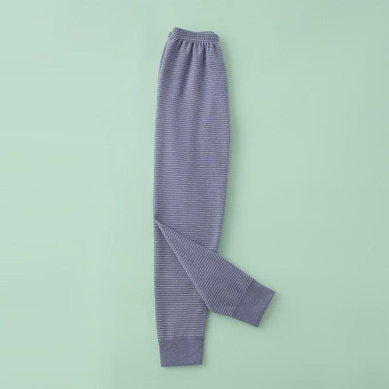 Children's Striped Brushed Warm Pajama Leggings for Autumn and Winter