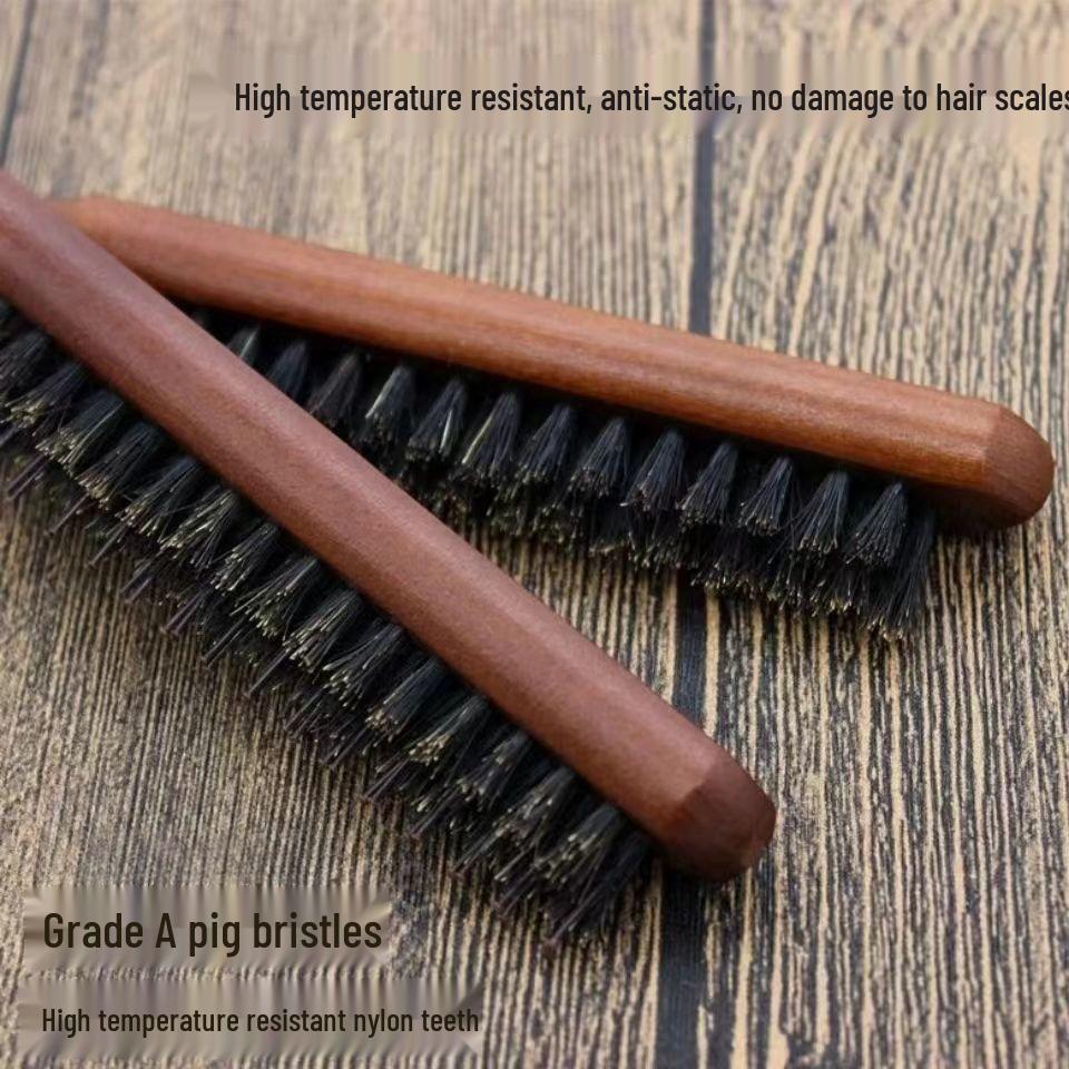 Boar Bristle Teasing Comb for Voluminous Updos & Curls - Three-Row Hairdressing & Wig Styling Tool