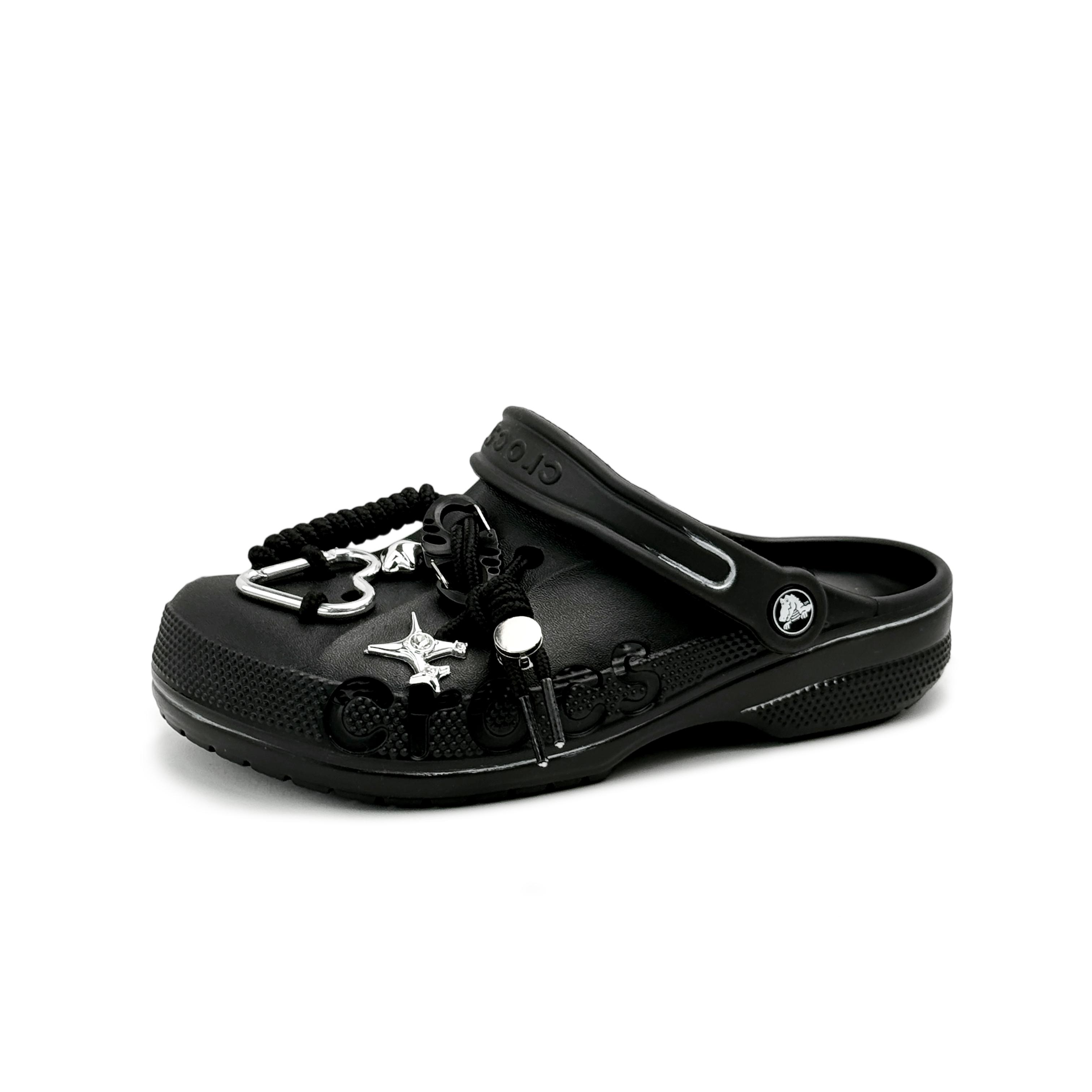 

Crocs Baya EVA Dark Star Lock Love Fashion Unisex Punk Cool Trend Academy Four-pointed Star Heart Lock Buckle Clogs Unisex Black 45-46 чёрный