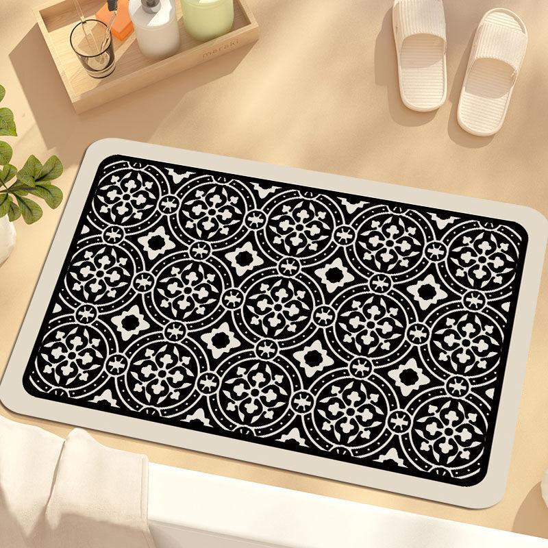 Retro Chinese soft diatom mud absorbent mat bathroom floor mat toilet door toilet mat quick drying non-slip foot mat