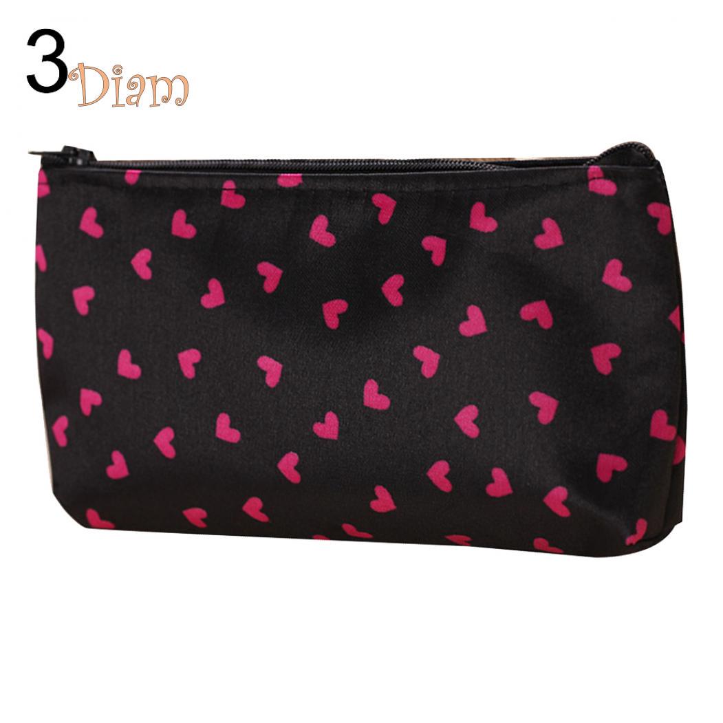 

Портативная мини сумка из полиэстера на молнии и принтом в мелкое сердечко для косметических средств и макияжа 3#