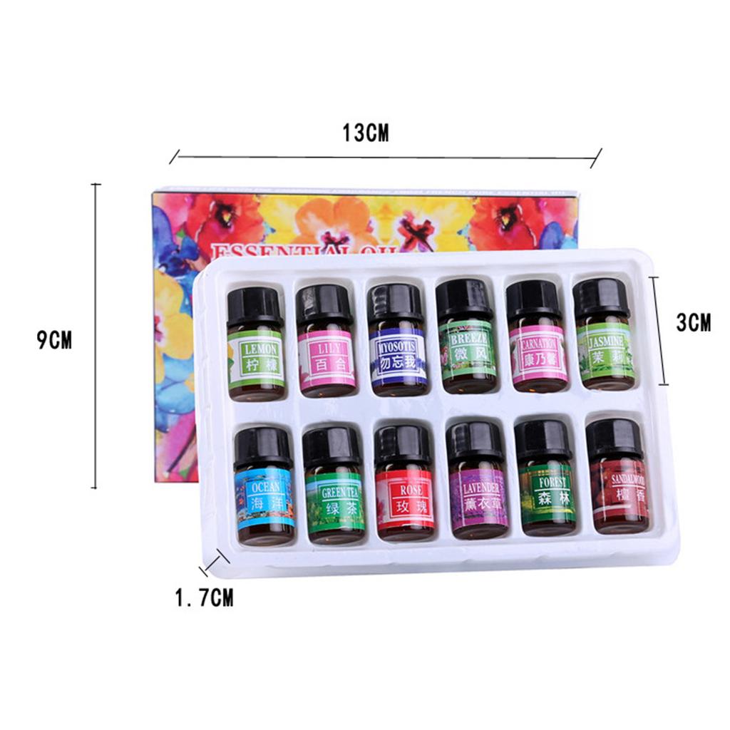 3ML 12PCS Conjunto de óleos essenciais naturais solúvel em água Aroma Óleo essencial de aromaterapia para óleo