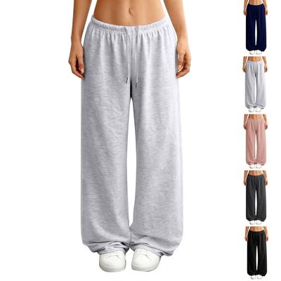 Damen Weitbeinige Sporthose, Lockere Straight-Leg Freizeithose, Sportliche Jogginghose