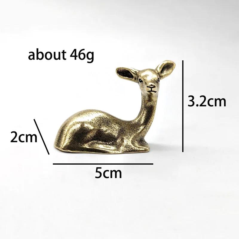 Vintage Copper Lying Sika Deer Figurines Miniatures For Home Garden Decoration Desktop Tea Pet  Brass Animal Statue Ornaments