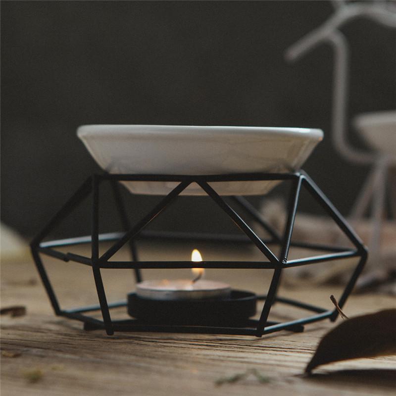 Stojan na svíčku Keramická olejová lampa Nerezová základna Aroma hořák Domácí dekorace Ornament Meditační dárek