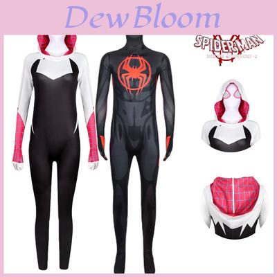 2023 Spider-man Miles Gwen Cosplay Kostym Damernas Spider-man Jumpsuit Mjölksilke Tyg