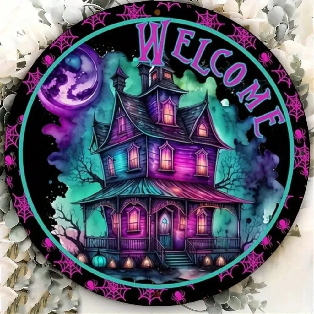 Halloween Welcome Sign Gothic Wall Art Porch Entry Decor