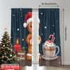 2pcs 2D flat printing Merry Christmas Popular Curtains Gingerbread man with hot cocoa and candle Polyester Without Electricity