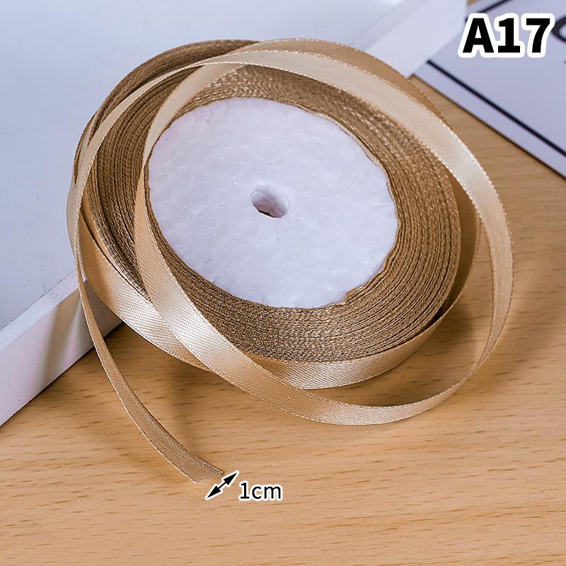 1Cm (25 Yards/Roll) Satin Flat Ribbon Roll Gift Flower Bouquet Packaging Wedding Birthday Ribbon Making Diy