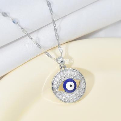 Kreative Teufelsauge Halskette Damen Persönlichkeit Trend Vielseitiger Diamant Blaues Auge Anhänger