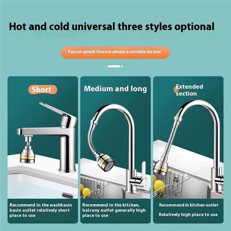 A27F-Faucet Aerator Extension Tube Brass Rotatable 360° Kitchen Water Spout With Splash Proof Foam Maker And Pressure Booster