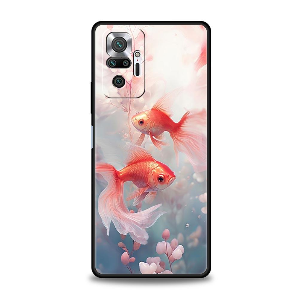 Goldfish Swimming Phone Case Cover for Redmi 14C 10C Note 15 14 13 12 10 11 K40 Pro Plus 5G Shockproof Soft TPU Shell Funda Bag