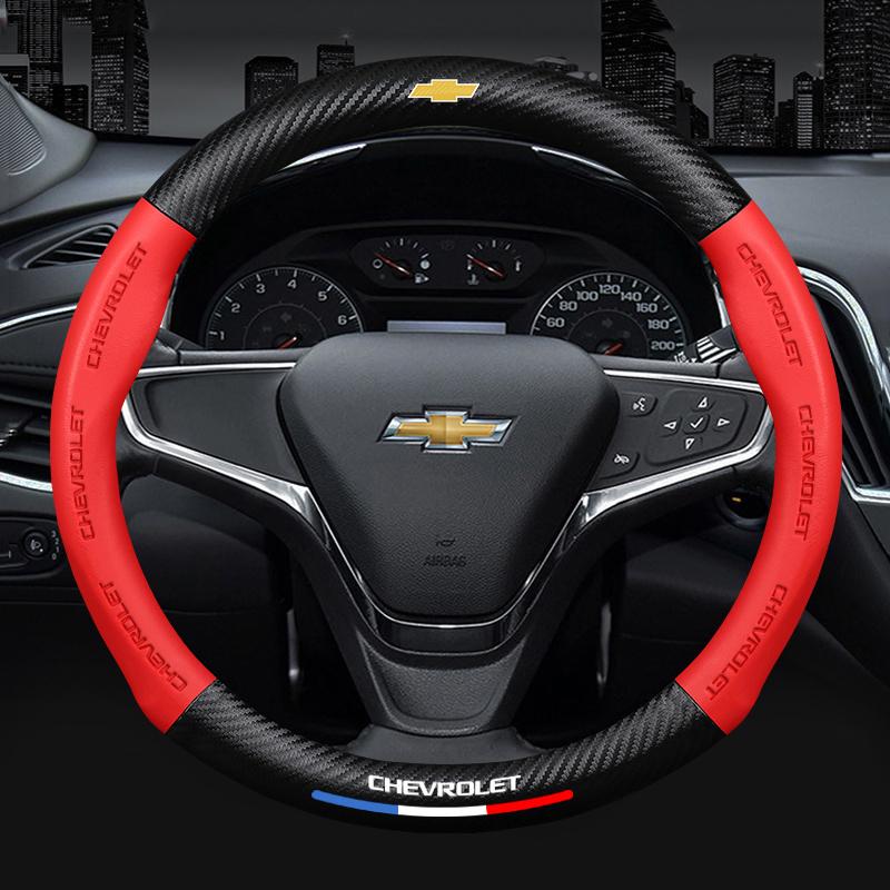 38CM Anti Slip Car Steering Wheel Cover Carbon Fibre Texture For Chevrolet Cruze Malibu Colorado Suburban Equinox Blazer Trax