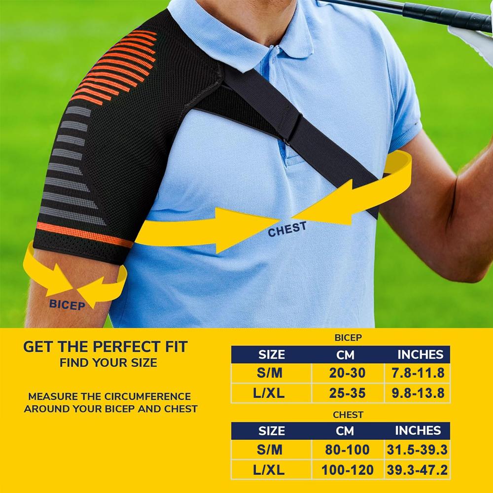 1Pcs Compression Shoulder Support,Breathable Fabric,Shock-Absorbing Shoulder Brace For Shoulder,Built-In Gel Padding
