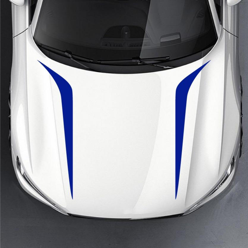 2pcs Car Stickers Striped Engine Hood Body Vinyl Decals Hood Cover Stickers New Professional Universal Styling Auto Decoration