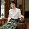 Xiangying Women's New Chinese Style Jacquard Stand Collar Long Sleeve Shirt