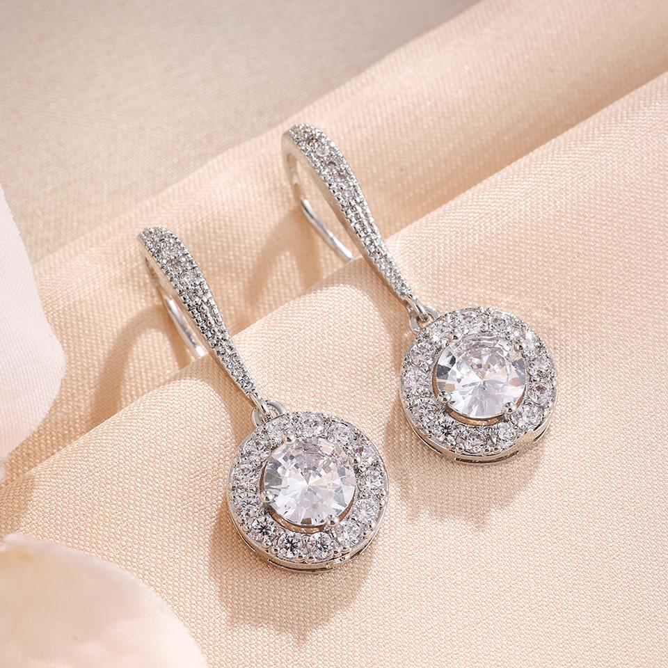 ZAKOL Luxury Teardrop Cubic Zirconia Dangle Earrings For Women Sparkling Crystal Earrings Bridal Wedding Party Jewelry Gift