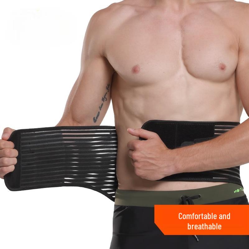 OLOEY Double Pressure Breathable Fitness Waist Support Belt with Detachable Steel Plate