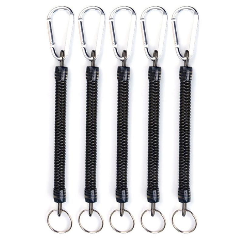 5pcs Outdoor Anti-lost Keychain Rope Fishing Rod Protective Lanyard Telescopic Anti-lost Key Ring