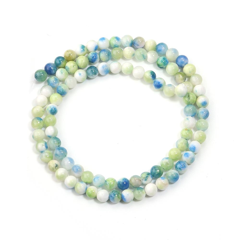 

4 6 8 10 12mm Natural Persian Jade Stone Beads Blue Yellow Mixed Round Loose Beads For Jewelry Making DIY Bracelets Necklace