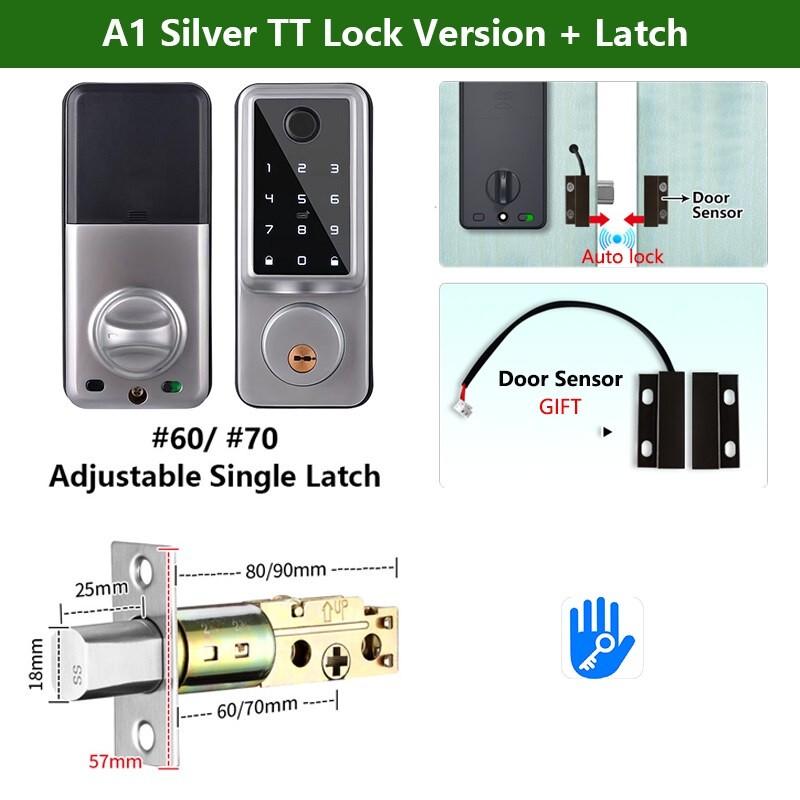 A1 TT Lock/ Tuya WiFi Auto Fingerprint Digital Electronic Door Lock With Door Sensor Password/IC Card/APP/Key Smart Door Lock