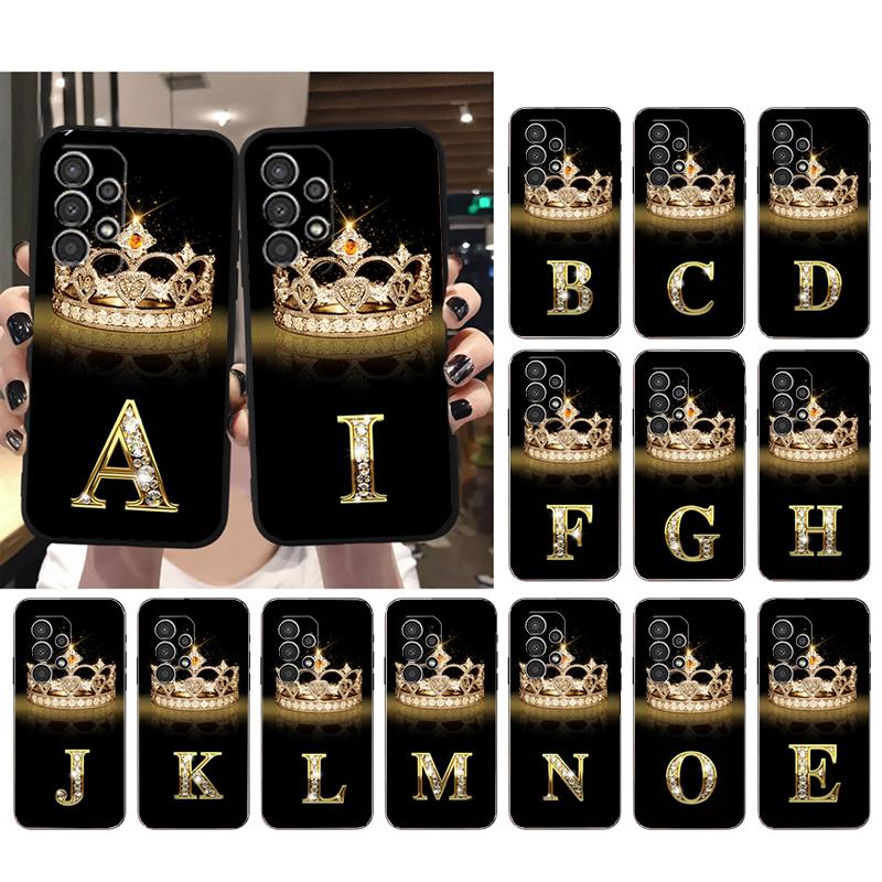 Diamond Crown Letter Phone Case for Samsung Galaxy A73 A13 A22  A32 A71 A33 A52 A53 A72 A73 A51 A31 A23 A34 A54 A52 A53S Funda