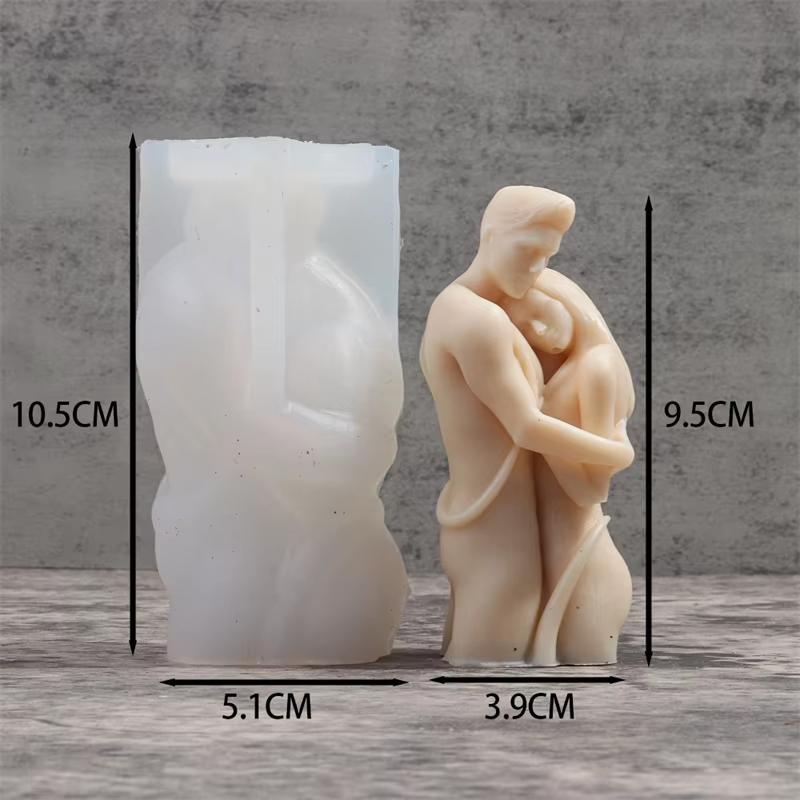 3D Valentine's Day Candle Mold DIY Handheld Rose Couple Kiss Sculpture Aromatherapy Gypsum Mold Chocolate Cake Baking Decor Gift