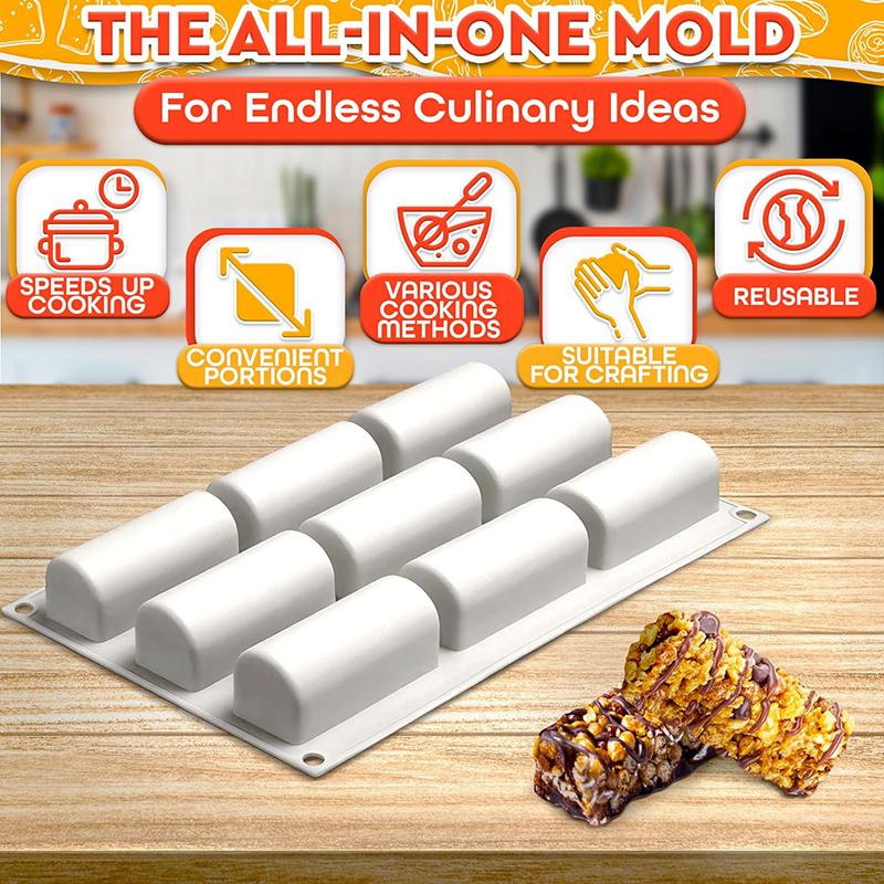 3D Cylinder Silicone Dessert Mold Twinkie Pan Mousse Cake Baking Tools For Granola Bar Roll Log Ice Cube Tray