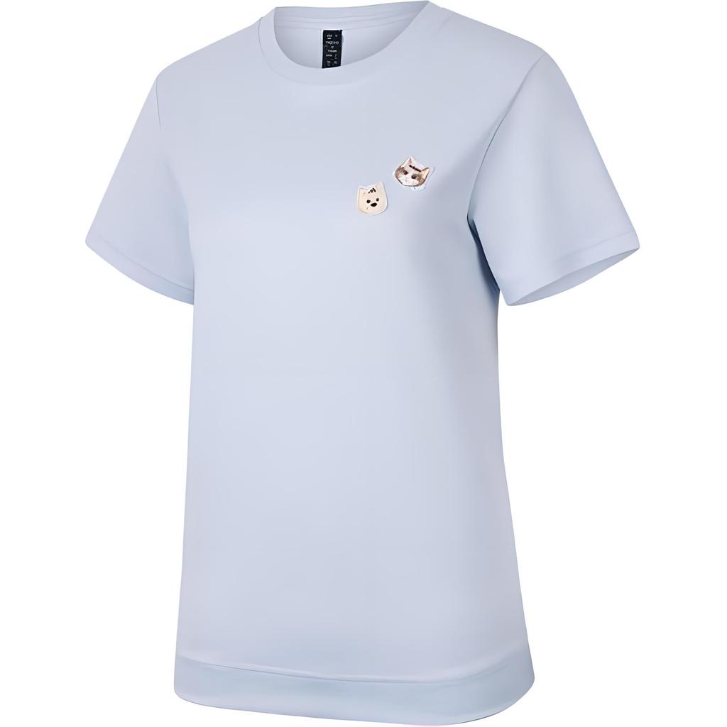 Adidas Soft And Comfortable Crew Neck Pullover With Embroidered Pattern Short Sleeve T-Shirt Women Tops Blue JD5251