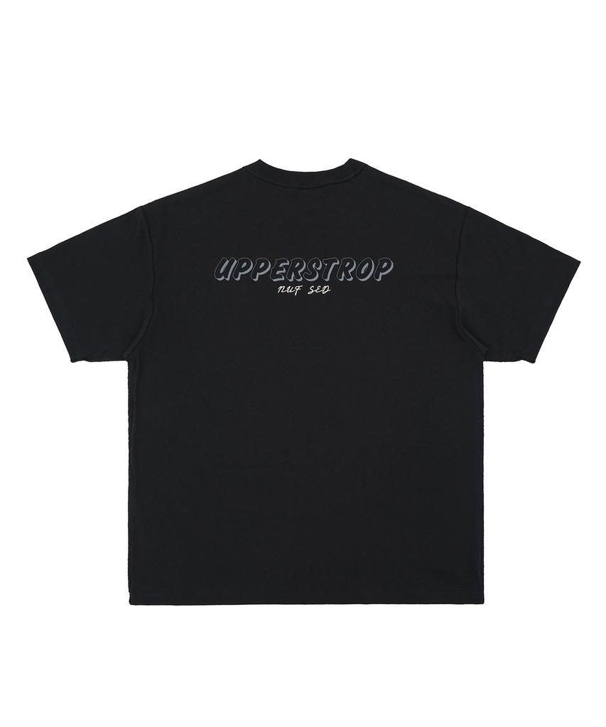 UPPERSTROP [Up9614] Reverse Double Pocket Short Sleeve T-Shirt Black