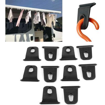 10-Pack RV Awning Hooks – Black ABS Light Clips & Hangers For RVs, Camping Tents, Outdoor Decor – Slide-in Installation, Space-Saving – 5.1x4.8x0.3cm