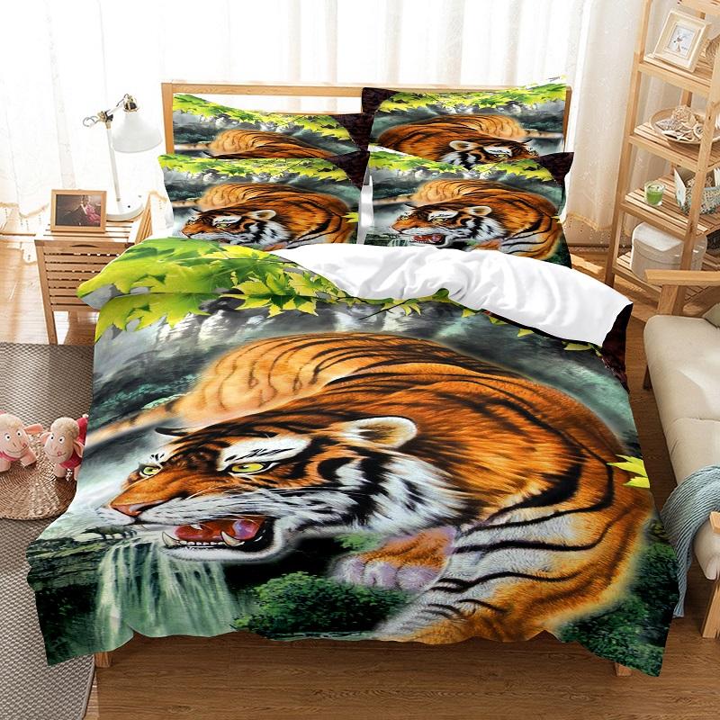 Tiger Duvet Cover Set King Size 230x260 Double Bed Single Queen Full Animal Quilt Case Linen 3D Pillowcase Twin Bedding Sets