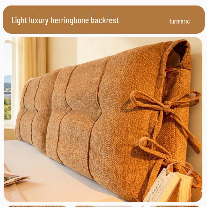 2025 Herringbone Headboard Cushion: Soft Upholstered, Anti-collision, Fixable Bedside Pillow