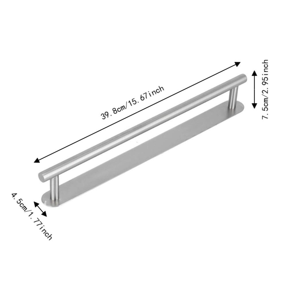 304 Stainless Steel Towel Rack Single Rod Wall Mount Towel Hanger Brushed Silver Finish No‑Drill Adhesive Installation Towel Bar