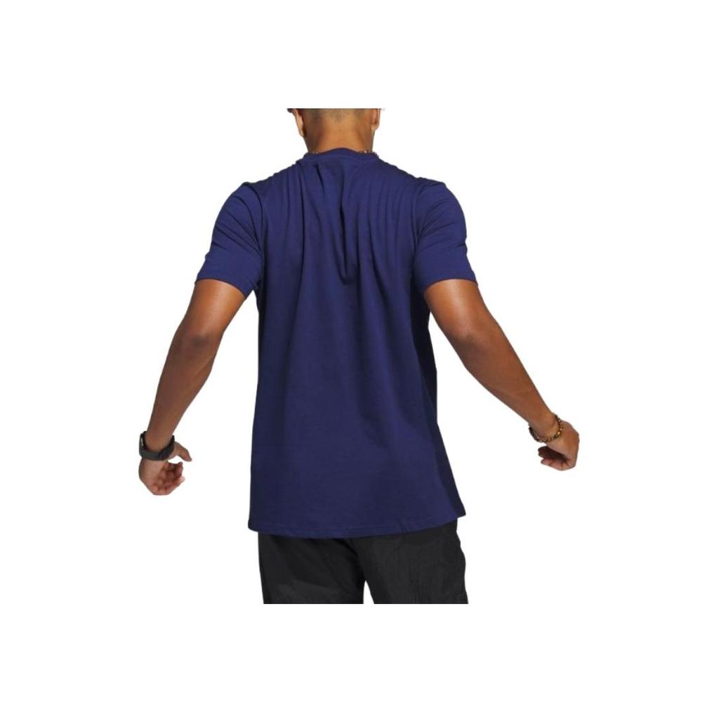 Adidas Alphabet Print Round Neck Short Sleeve T-Shirt Men Tops Navy-Blue H54655