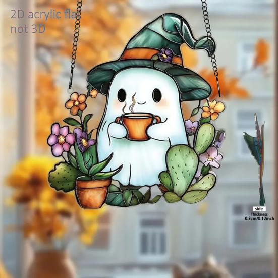 Halloween Ghost Suncatcher Wall Decor Ghost Sun Catcher Halloween Window Hanging Decoration Gift for Birthdays Housewarming Parties