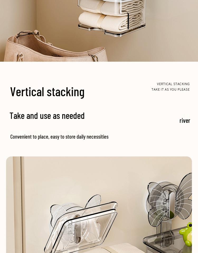 Suction Cup Wall-Mounted Underwear Organizer with Lid - Large Capacity Drawer for Socks